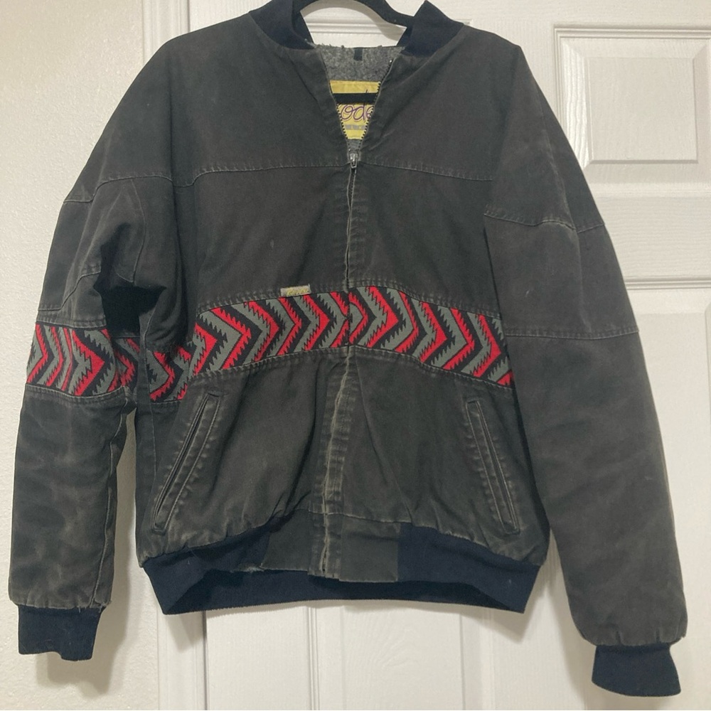 Vintage Rode Walker Vintage 90s Blanket Lined Western Black Aztec Jacket Men XL